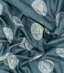 Grey Printed Synthetic Dola Saree With Zari Stripes & Border-BL5408