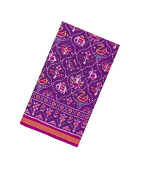 Purple Handloom Rajkot Patola Ikat Silk Saree With Tie & Dye Motifs-IK0534