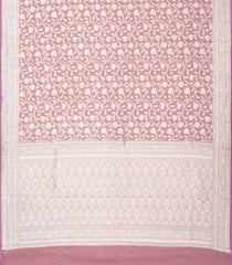 Dusty Pink Handloom Banarasi Tissue Silk Saree With Floral Vine Motifs-BE1408