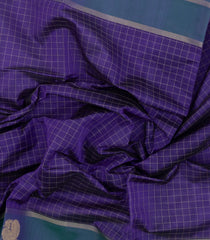 Lavender Handloom Silk Cotton Saree With Checks & Contrast Border-SC3943