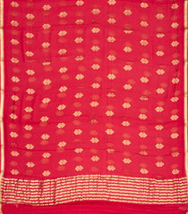 Red Woven Mysore Silk Saree With Floral Zari Buttas-MS3074