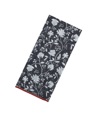 Black Handloom Linen Saree With Printed Floral Motifs-LI0780