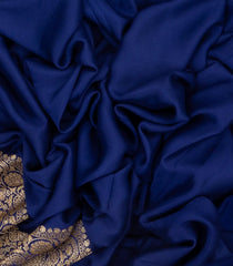 Blue Handloom Banarasi Khadi Georgette Saree With Floral Border-BE1271