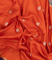 Orange Woven Blended Viscose Saree With Buttas-BL5677