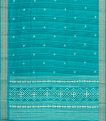 Turquoise Printed Synthetics Dola Zari Lining With Jacquard Zari Border-BL5172