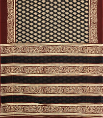 Black Printed Jaipur Cotton Saree With Floral Motifs-JC1900