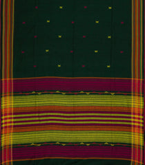 Bottle Green Woven Bengal Cotton Saree With Cross Motifs-BG1464