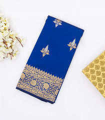 Blue Handloom Banarasi Silk Saree With Flower Buttas