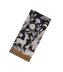 Black Printed Kalamkari Cotton Saree With Zari Border-KAL1216