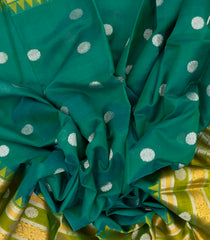 Teal Handloom Chirala Silk Cotton Saree With Chakaram Buttas