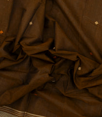 Dark Olive Handloom Kanchi Cotton Saree With Diamond Buttas-KC1713