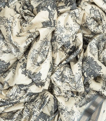 White Woven Art Tussar Saree With Printed Bird Motifs-BL3996