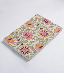 Cream 9 X 6 Inch Bagru Dabu Block Printed 96 Page Handmade Notebook-ACS1016