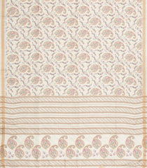 Cream Printed Synthetic Kotha Silk Saree With Zari Border-SY0030