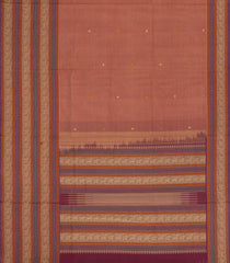 Dusty Peach Handloom Silk Cotton Saree With Buttas-SC4407