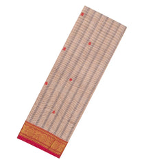 Taupe Woven Chettinad Cotton Saree With Checks & Buttas-CN1790