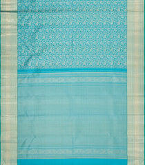 Turquoise Handloom Kanchipuram Silk Saree With Annam Motifs-KA15080