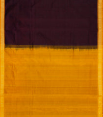 Dark Maroon Handloom 9 Yards Silk Cotton Saree With Contrast Border-SC4687