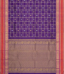 Violet Handloom Korvai Kanchipuram Silk Saree With Meena Zari Checks & Buttas-KA16691