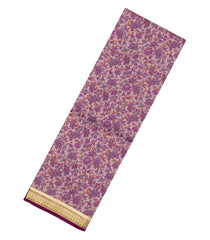 Lilac Printed Silk Saree With Floral Motifs & Zari Border-PS0683
