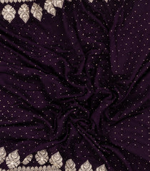 Dark Purple Woven Synthetic Viscose Saree With Embroidered Floral Motifs-BL4862
