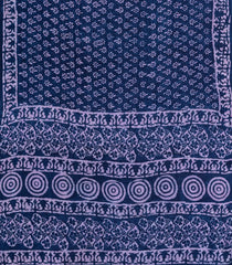 Indigo Printed Jaipur Cotton Saree With Floral Motifs-JC1454