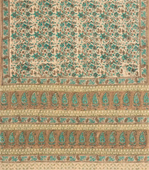 Cream Printed Jaipur Cotton Saree With Printed Floral Motifs-JC1764