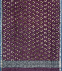 Burgundy Printed Chanderi Cotton Saree With Zari Border-CC1602