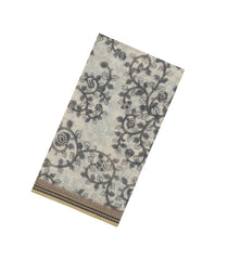 Off White Printed Art Chanderi Cotton Saree With Zari Border-SY0474