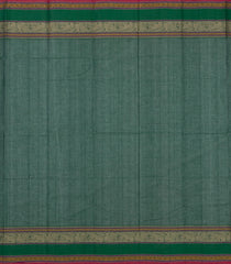Dark Green Handloom Kanchi Cotton Saree With Annam Buttas-KC1696