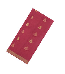 Peach Woven Tussar Silk Saree With Floral Motifs-TU3254