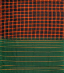 Black Handloom Kanchipuram Silk Saree With Checks & Contrast Pallu-KA14656