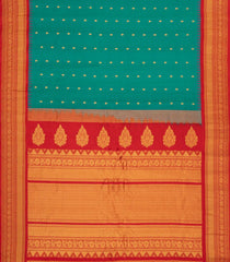 Aquamarine Handloom Gadwal SICO Saree With Cotton Body & Silk Border-GA0321