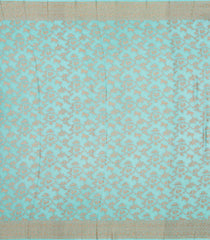 Light Blue Handloom Banarasi Khadi Georgette Silk Saree With Floral Motifs-BE1590