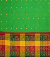 Light Green Handloom Kanchipuram Silk Saree With Buttas & Bomkai Pallu-KA13912