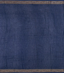 Dark Blue Printed Chanderi Cotton Saree With Zari Border-CC1689