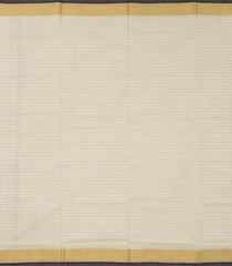 Off White Handloom Kerala Cotton Saree With Golden Zari Checks-KEC1014