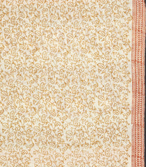 Cream Printed Jaipur Cotton Saree With Floral Motifs-JC1819