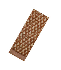 Oil Mustard Printed Chanderi Cotton Saree With Zari Border-CC1572