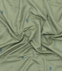 Cardamom Green Woven Tussar Silk Saree With Buttas & Contrast Border-TU3474