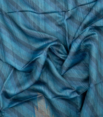 Blue Printed Tussar Silk Saree With Buttas & Printed Pallu-TU3660