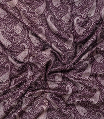 Burgundy Printed Chanderi Cotton Saree With Zari Border-CC1506