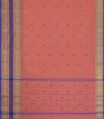Dusty Peach Woven Chettinad Cotton Saree With Buttas & Contrast Border-CN1930