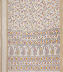 Cream Printed Synthetic Dola Silk Saree With Sequin Work Border-SY0260