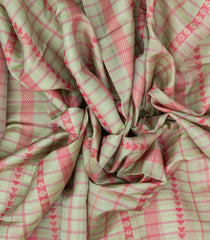 Mint Green Handloom Soft Silk Saree With Stripes & Checks-SO4186