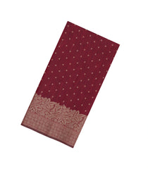 Maroon Woven Art Linen Saree With Flower Motifs-BL5656