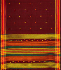 Maroon Woven Bengal Cotton Saree With Cross Motifs-BG1463