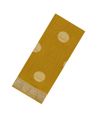 Mustard Printed Synthetics Dola Zari Lining With Jacquard Zari Border-BL5179
