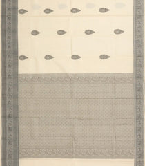 Off White Handloom Kanchipuram Silk Saree With Silk Thread Work Buttas-KA14038