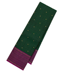 Green Handloom Kanchipuram Silk Saree With Stripes & Buttas-KA14416